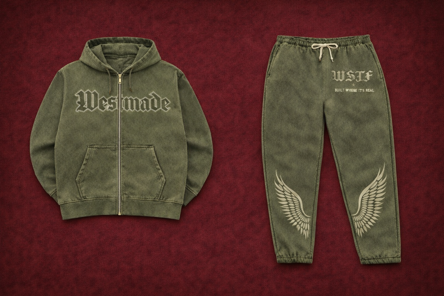 Westmade by westaf washed green sweatsuit